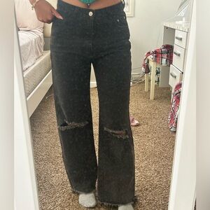 Princess Polly Mid-Rise Black Distressed Women's Jeans